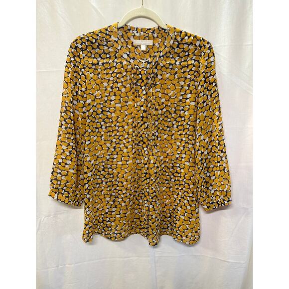 Banana Republic Yellow Abstract Print Button-Up Blouse - Size Medium - Picture 1 of 4
